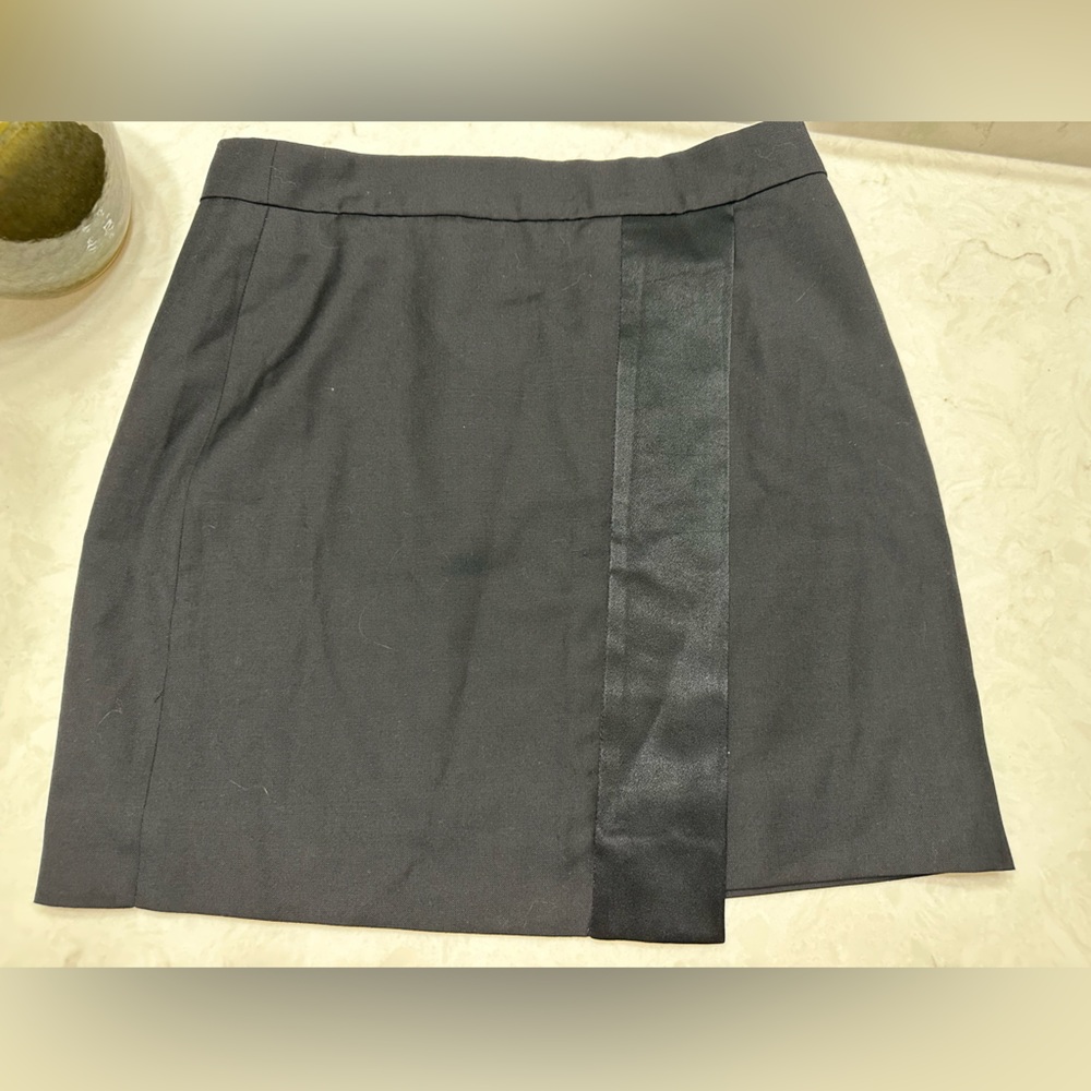 J. Crew Black Mini Skirt with Satin Detail, Size 0